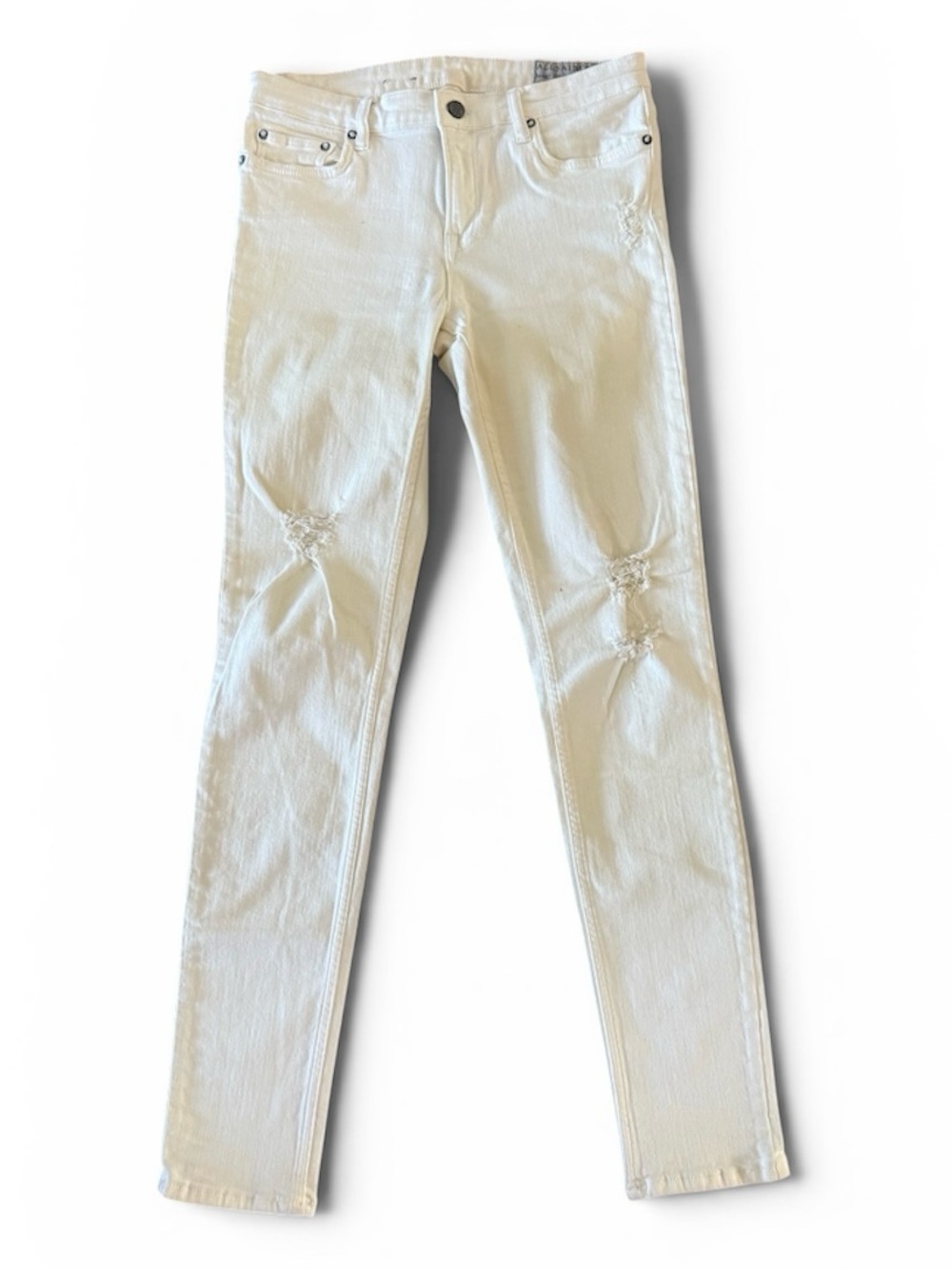 AllSaints White Skinny Jeans with Knee Distress Size 29 Great Condition